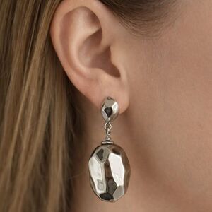 Oscar de la Renta Silver Geometric Earrings